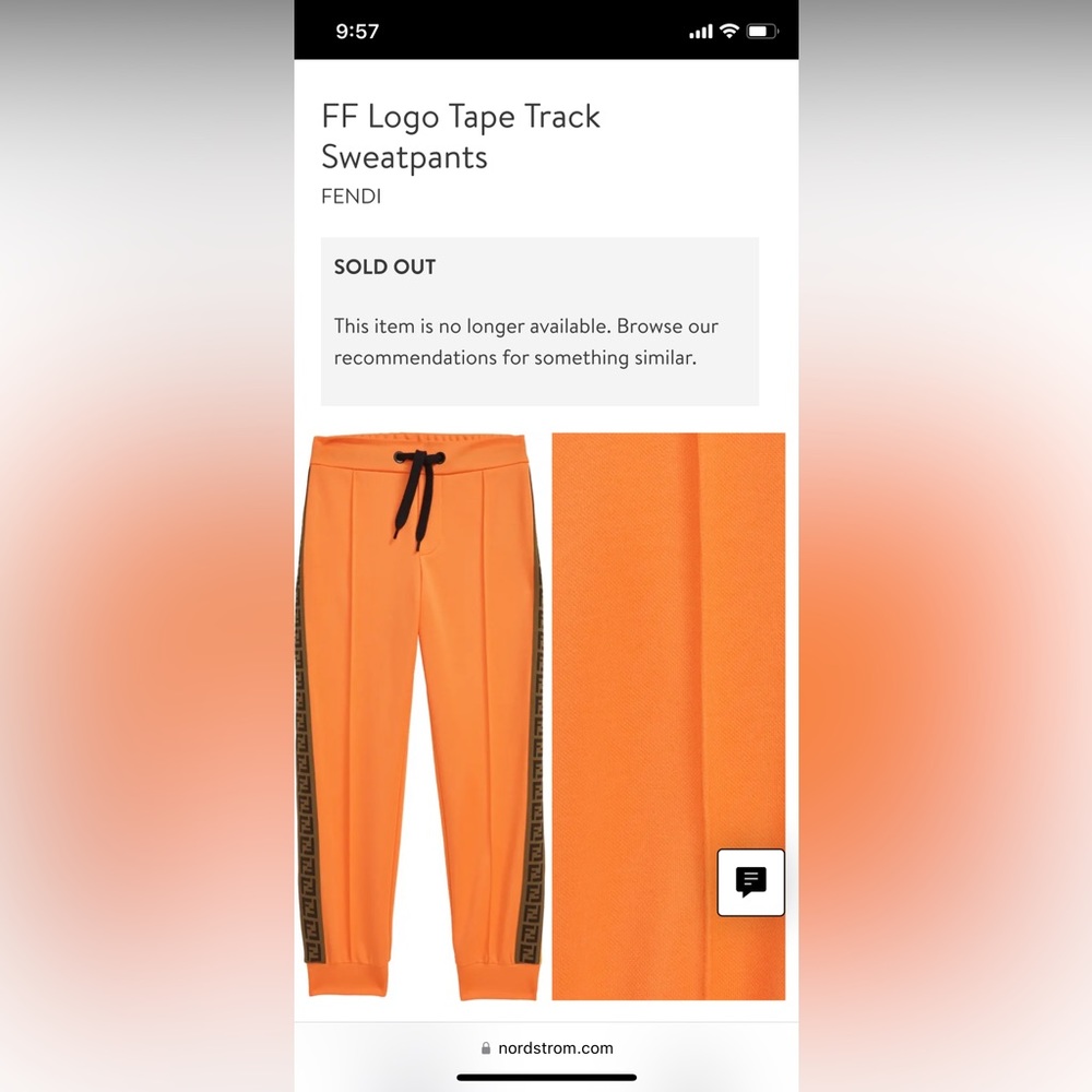 Kids fendi FF logo tape track sweatpants in orange